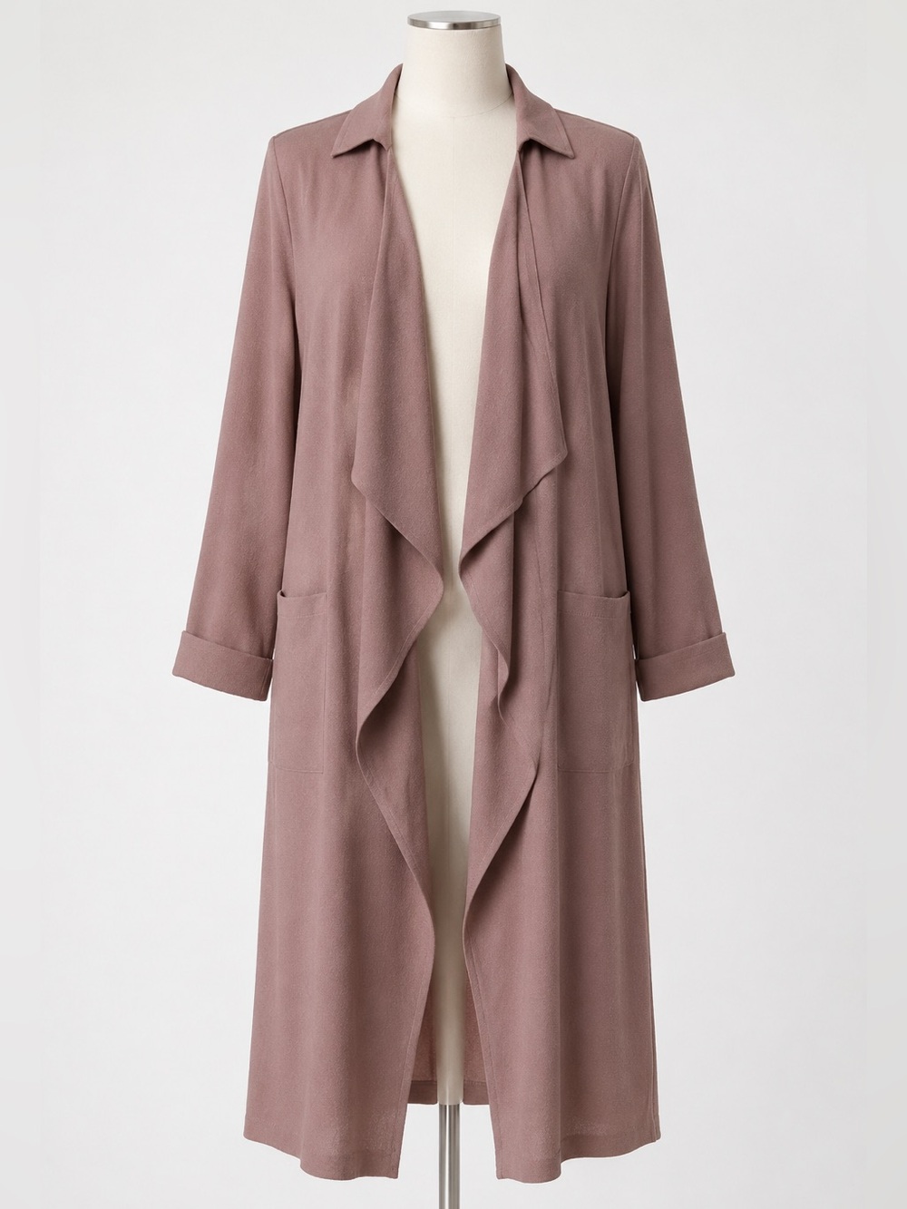 Lush Dusty Mauve Waterfall Duster Trench Coat Jacket Size Small
